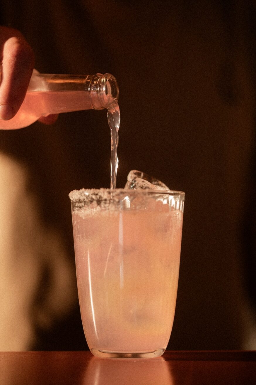 Handcrafted frozen margarita being poured at Pūblico Mezcaleria Mykonos